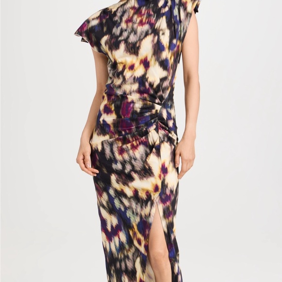 Brand New - MARANT ÉTOILE: Nadela asymmetric gathered cotton midi dress - Picture 6 of 7